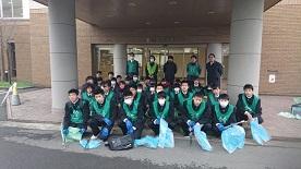 富山第一高等学校生徒会とのコラボそうじ画像